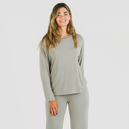 Pijama feminino longo liso de viscose