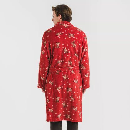 Roupão Rodolfo vermelho coral para homens