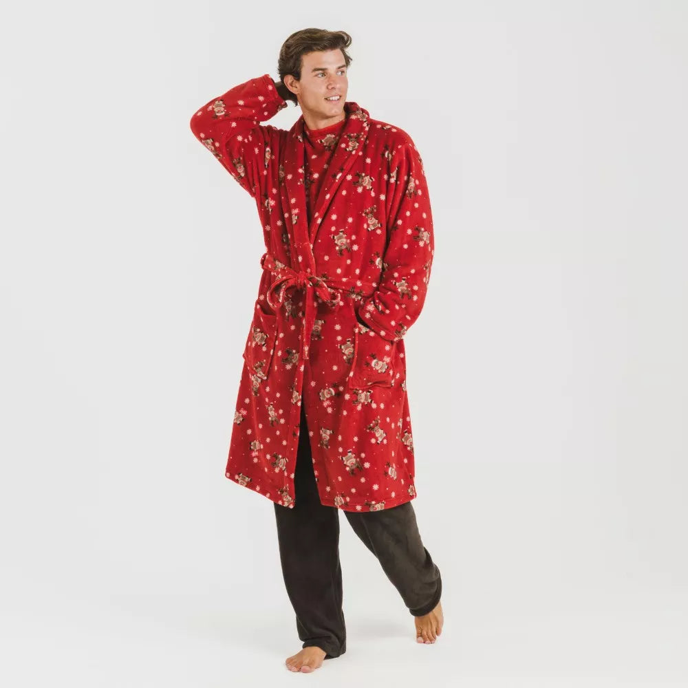 Roupão Rodolfo vermelho coral para homens