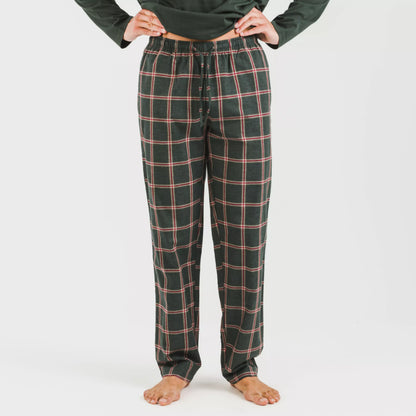 Pijama masculino de flanela, xadrez verde Nelby para caça.