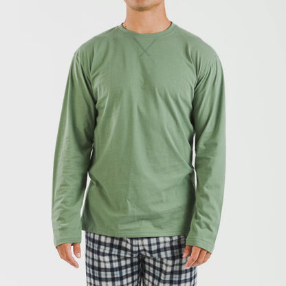 Pijama masculino de flanela, estampa de caça verde Javier