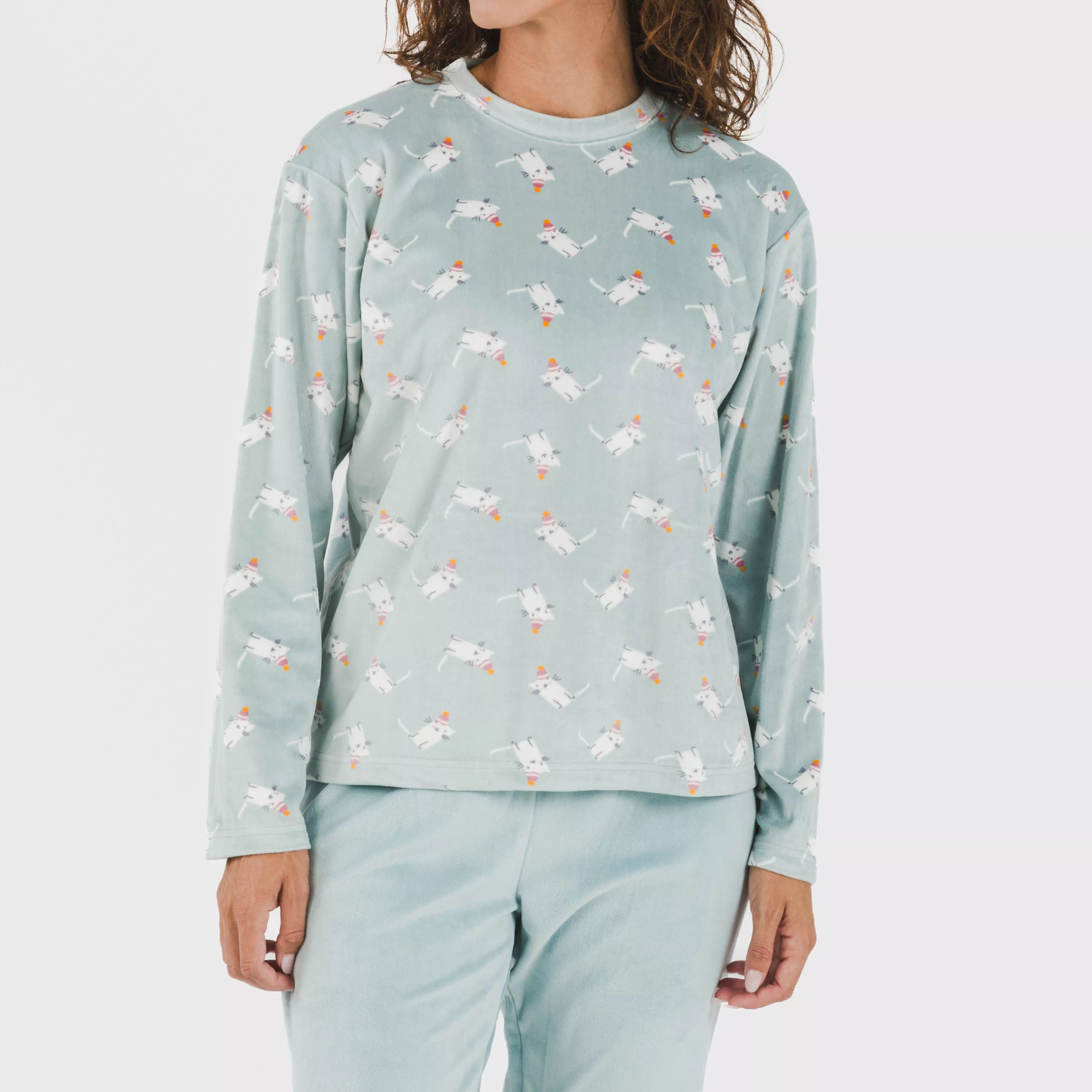 Pijama de veludo azul-turquesa sazonal