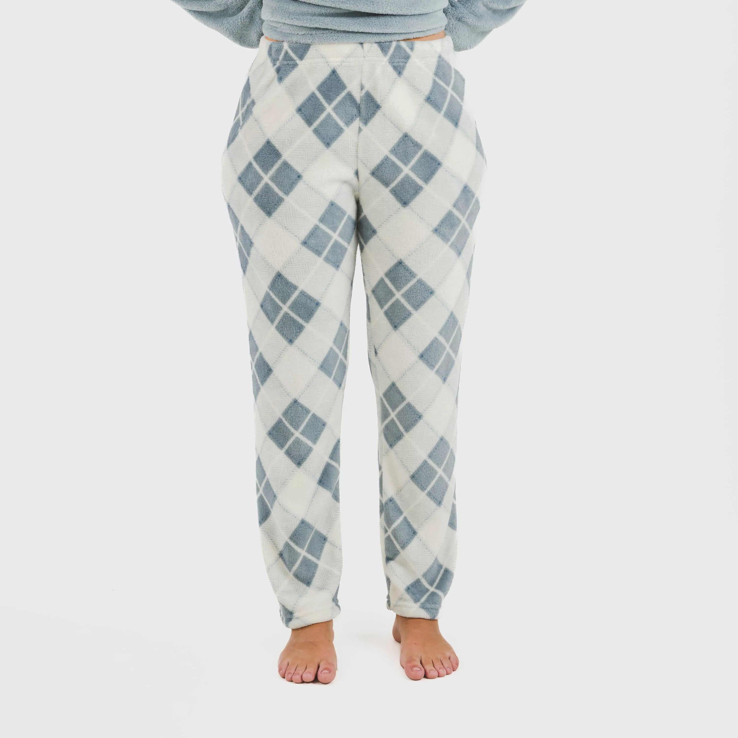 Pijama coral com estampa xadrez índigo Guima