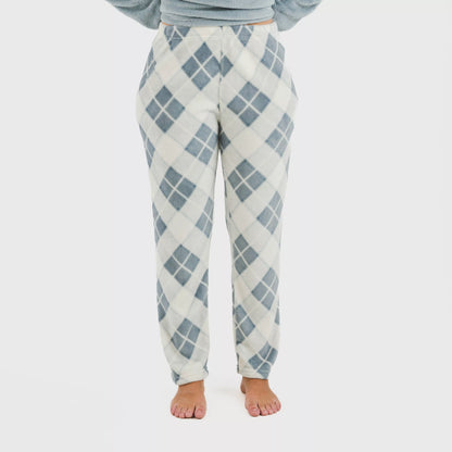 Pijama coral com estampa xadrez índigo Guima