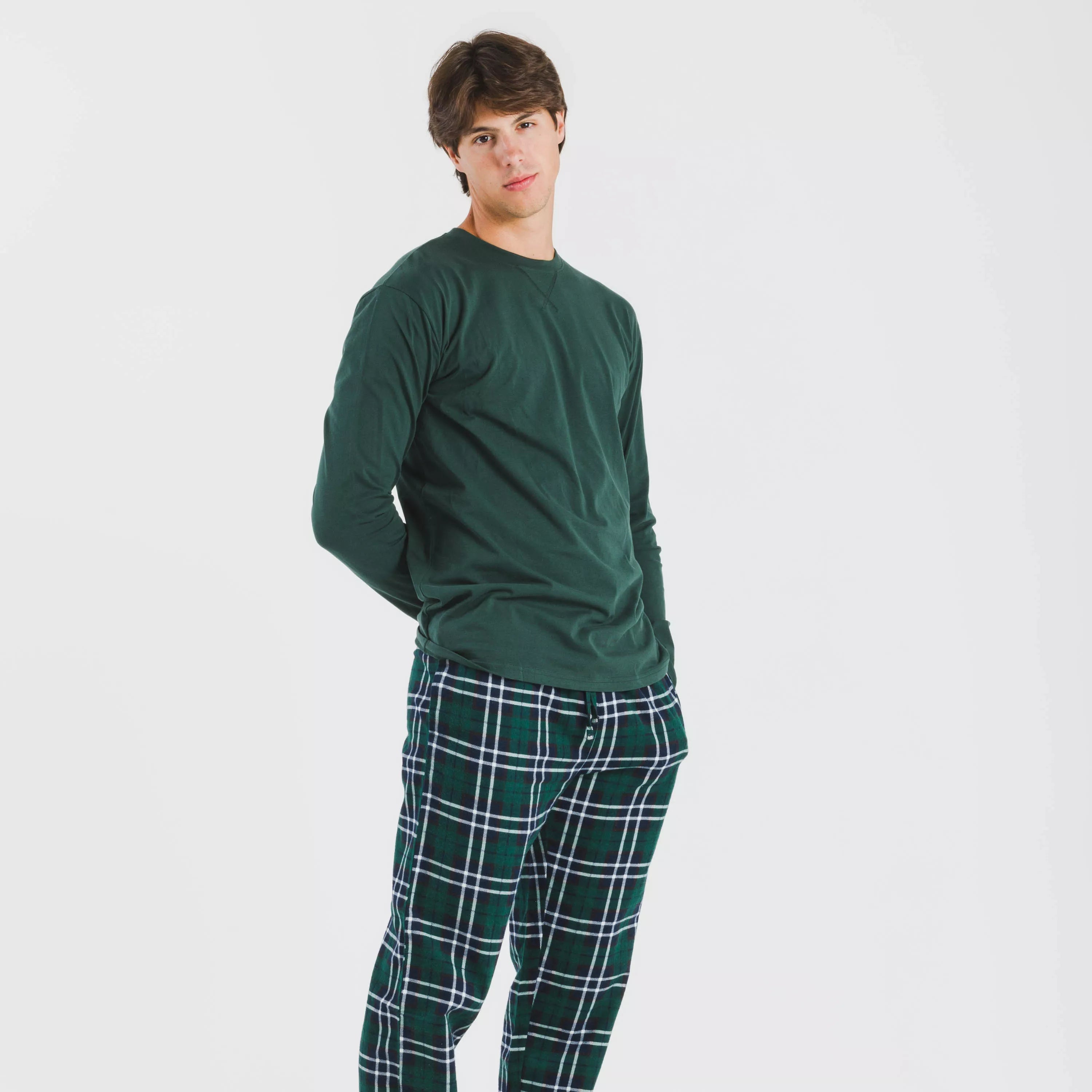 Pijama hombre franela Cuadro Guelo verde
