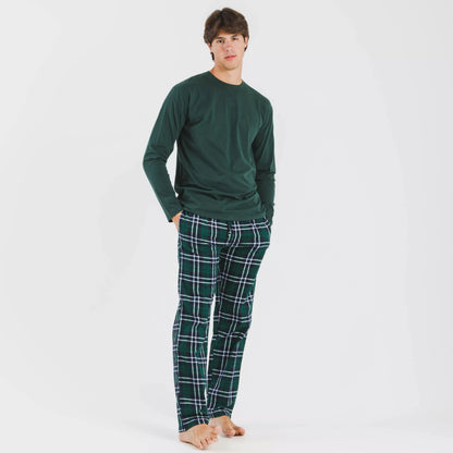Pijama hombre franela Cuadro Guelo verde