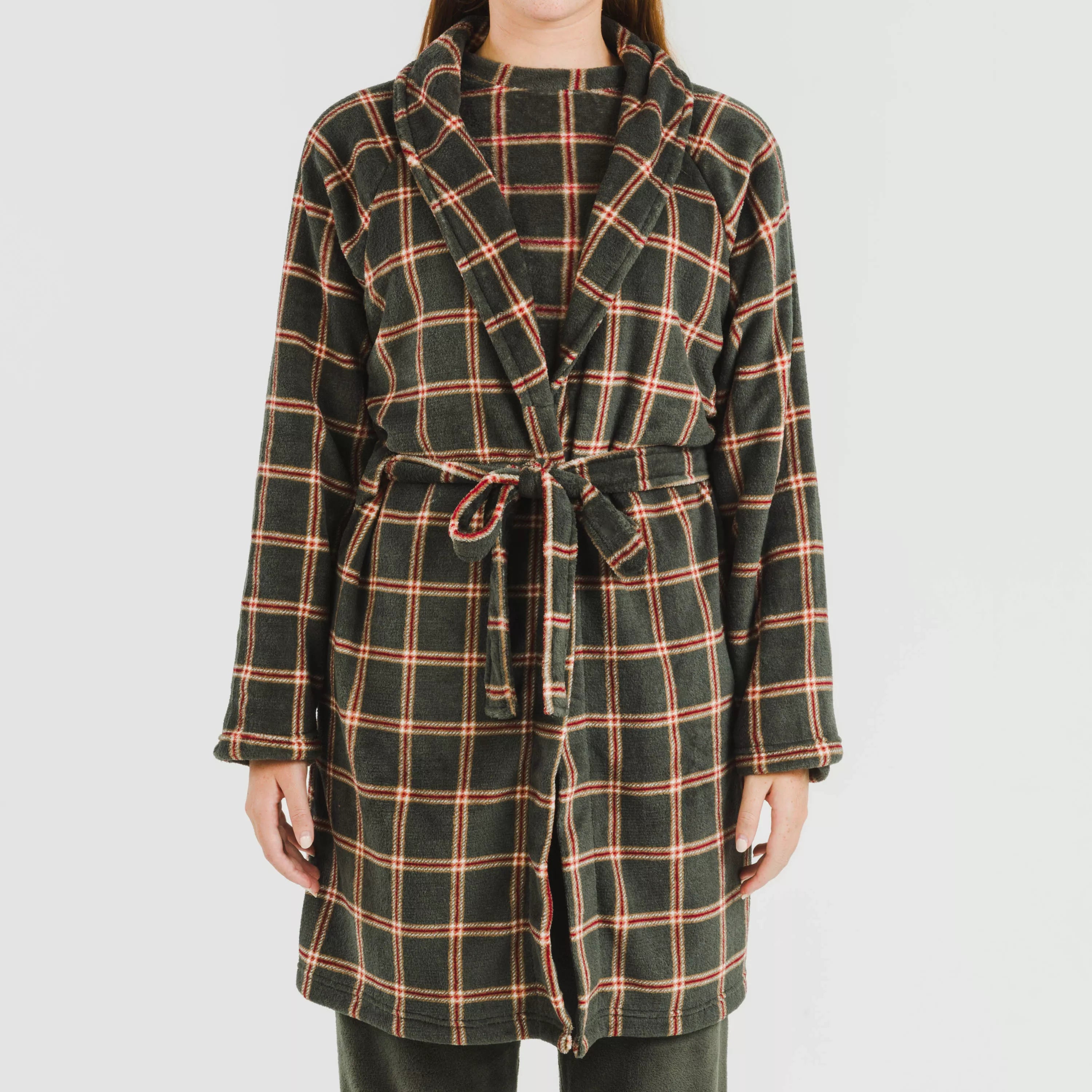 robe de caça verde Nelby com estampa coral