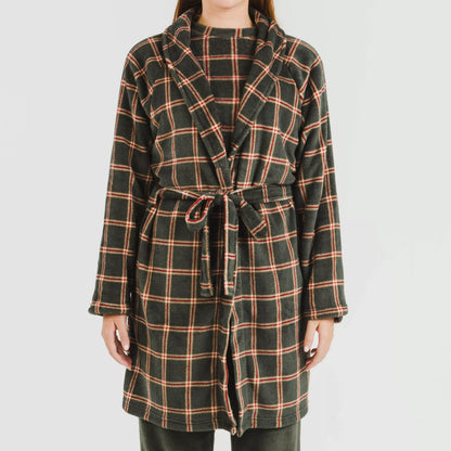 robe de caça verde Nelby com estampa coral