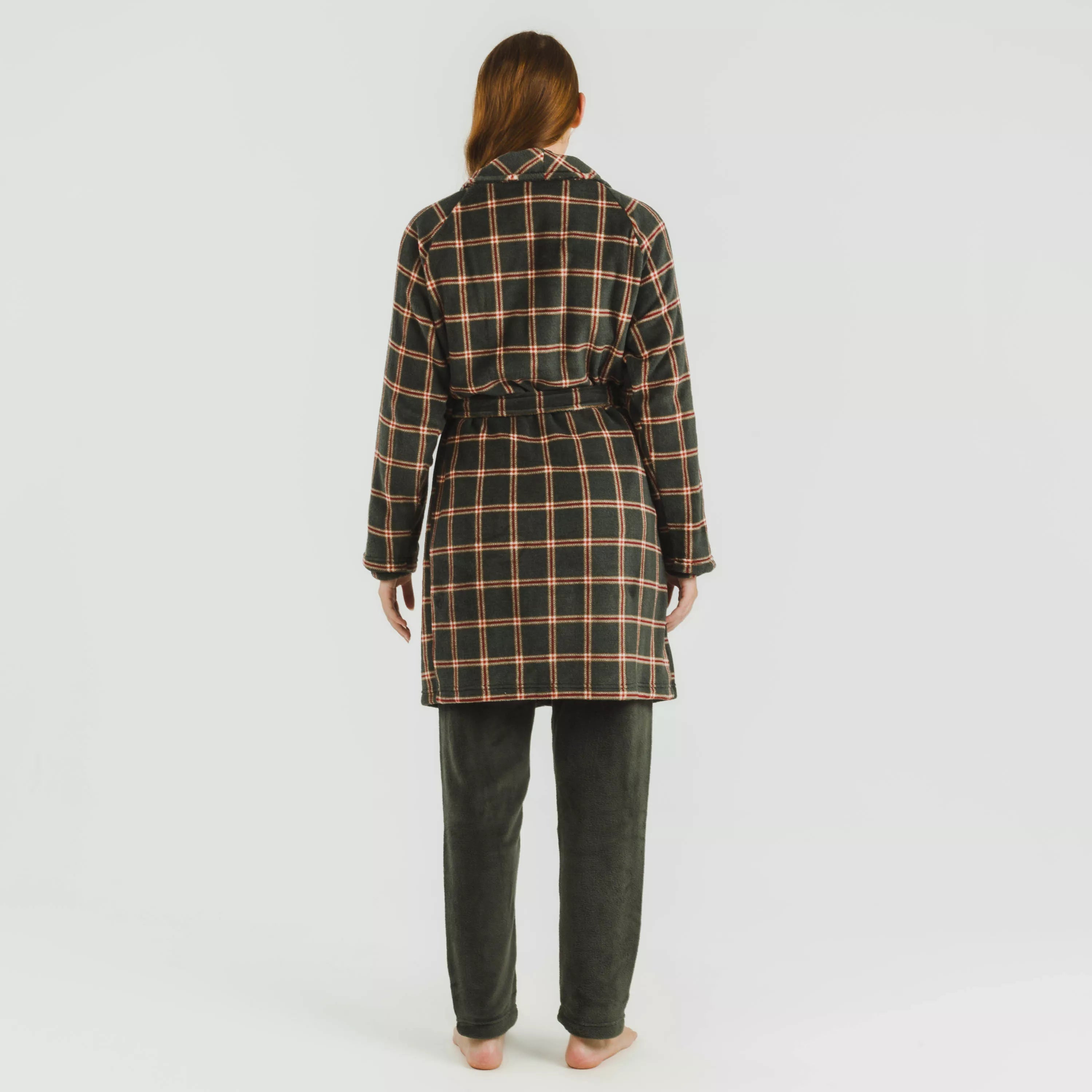 robe de caça verde Nelby com estampa coral