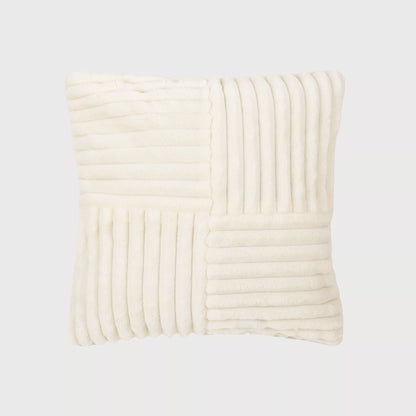 Almofada quadrada de veludo cotelê, textura cruzada lisa, 45x45 cm - capa + enchimento