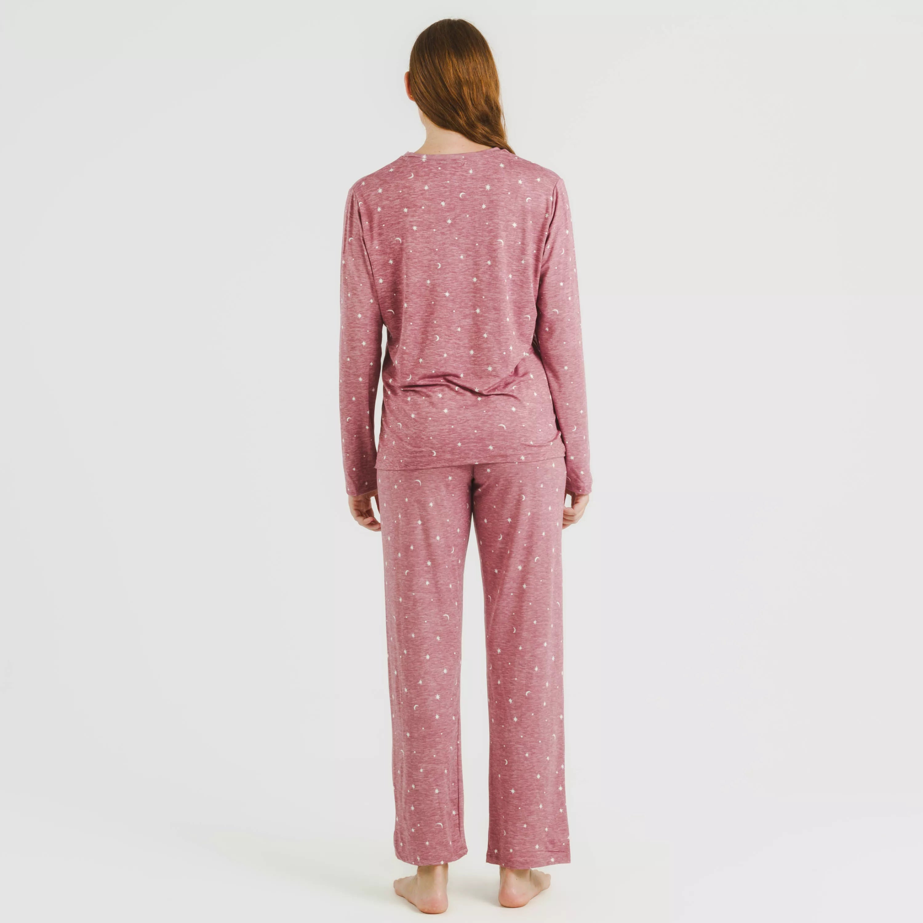 Pijama longo feminino macio Ambarina rosa malva