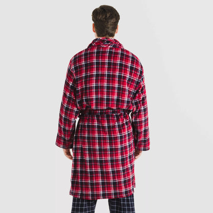 Roupão masculino coral Cocoro xadrez azul marinho