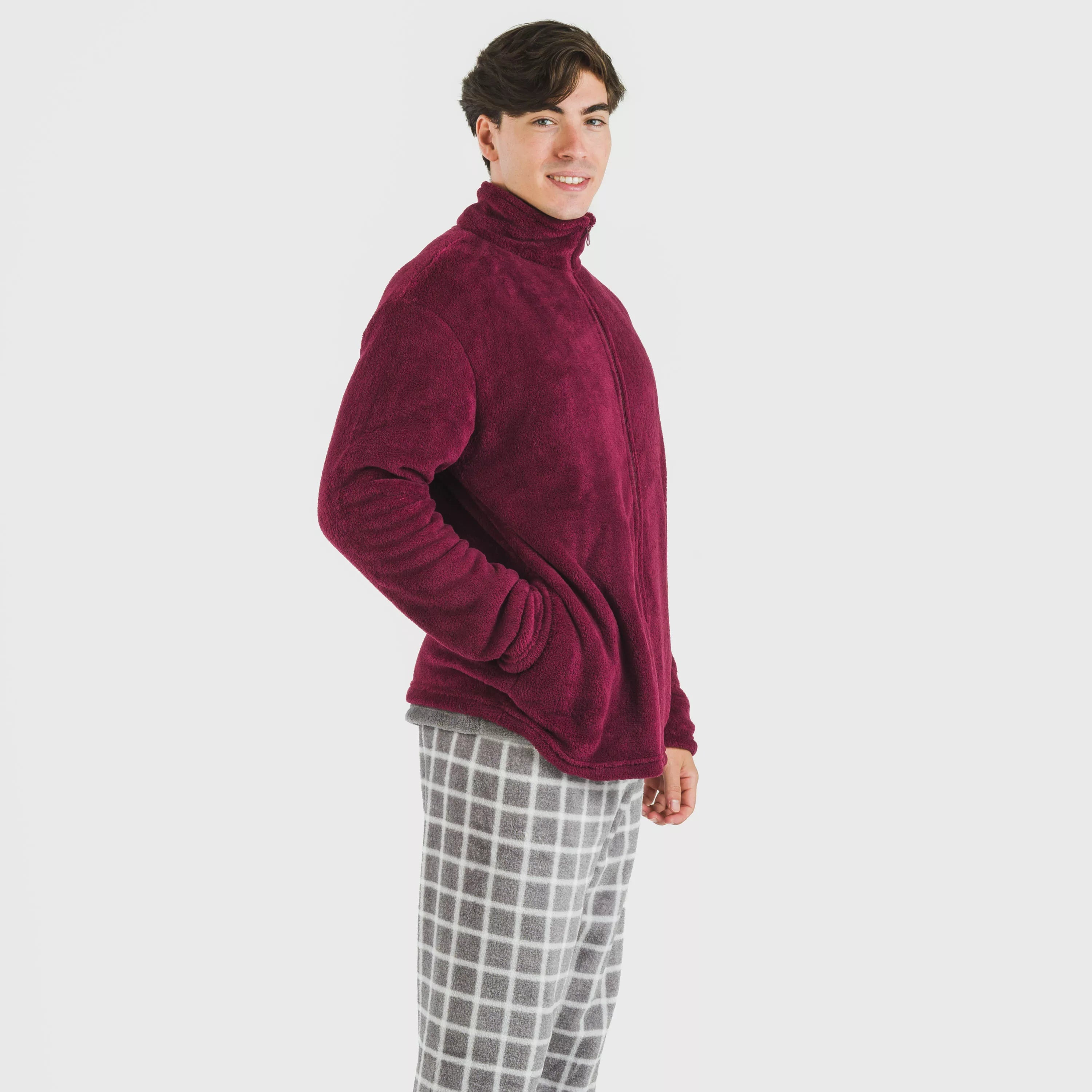 Moletom masculino de lã coral na cor azul marinho