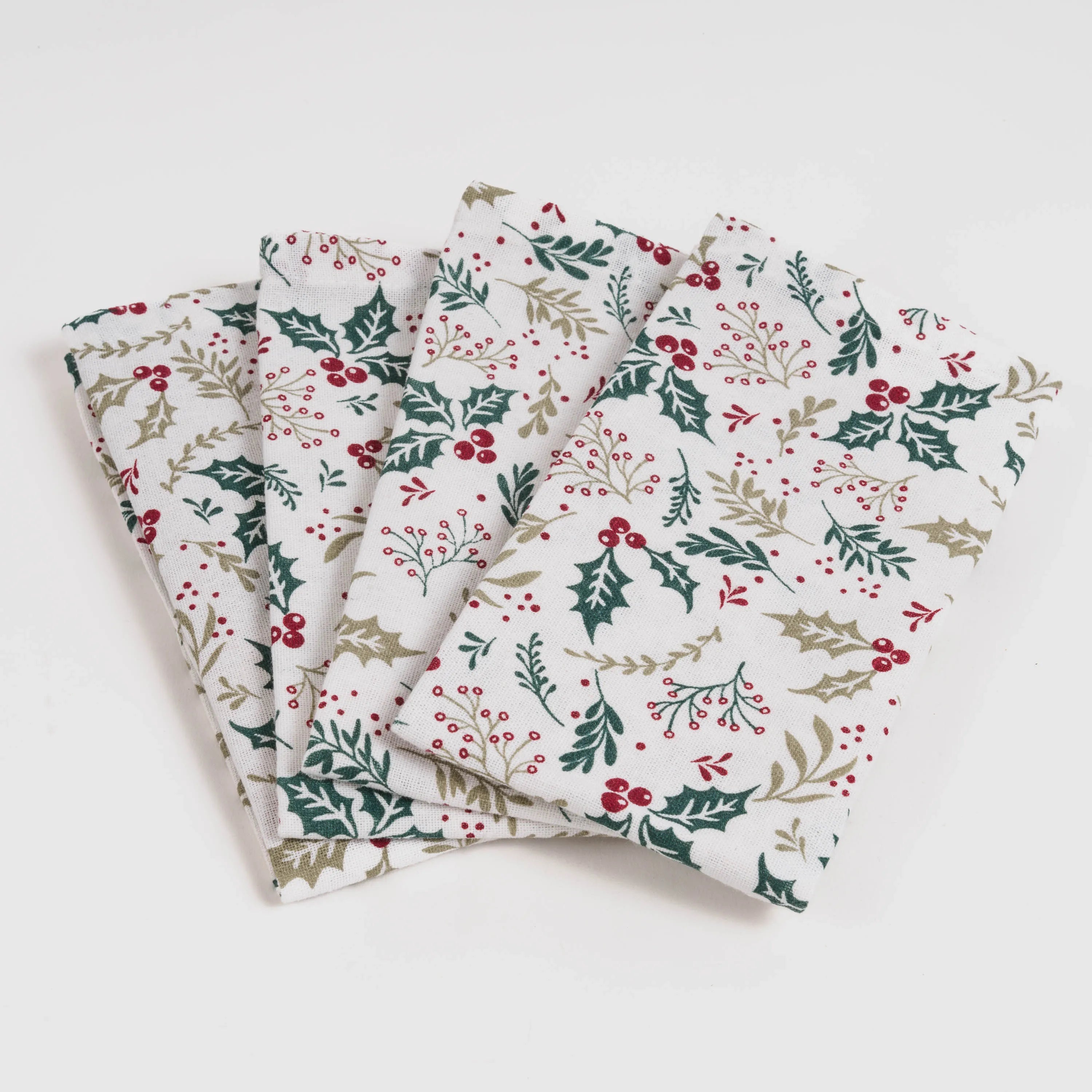 Conjunto de 4 guardanapos com estampa de azevinho