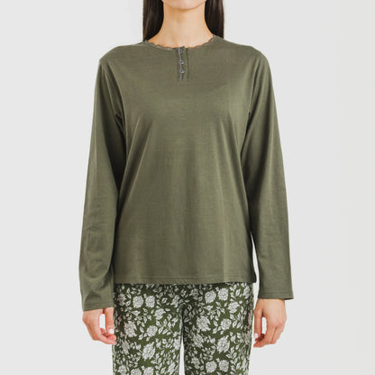 pijama comprido de algodão verde moçárabe