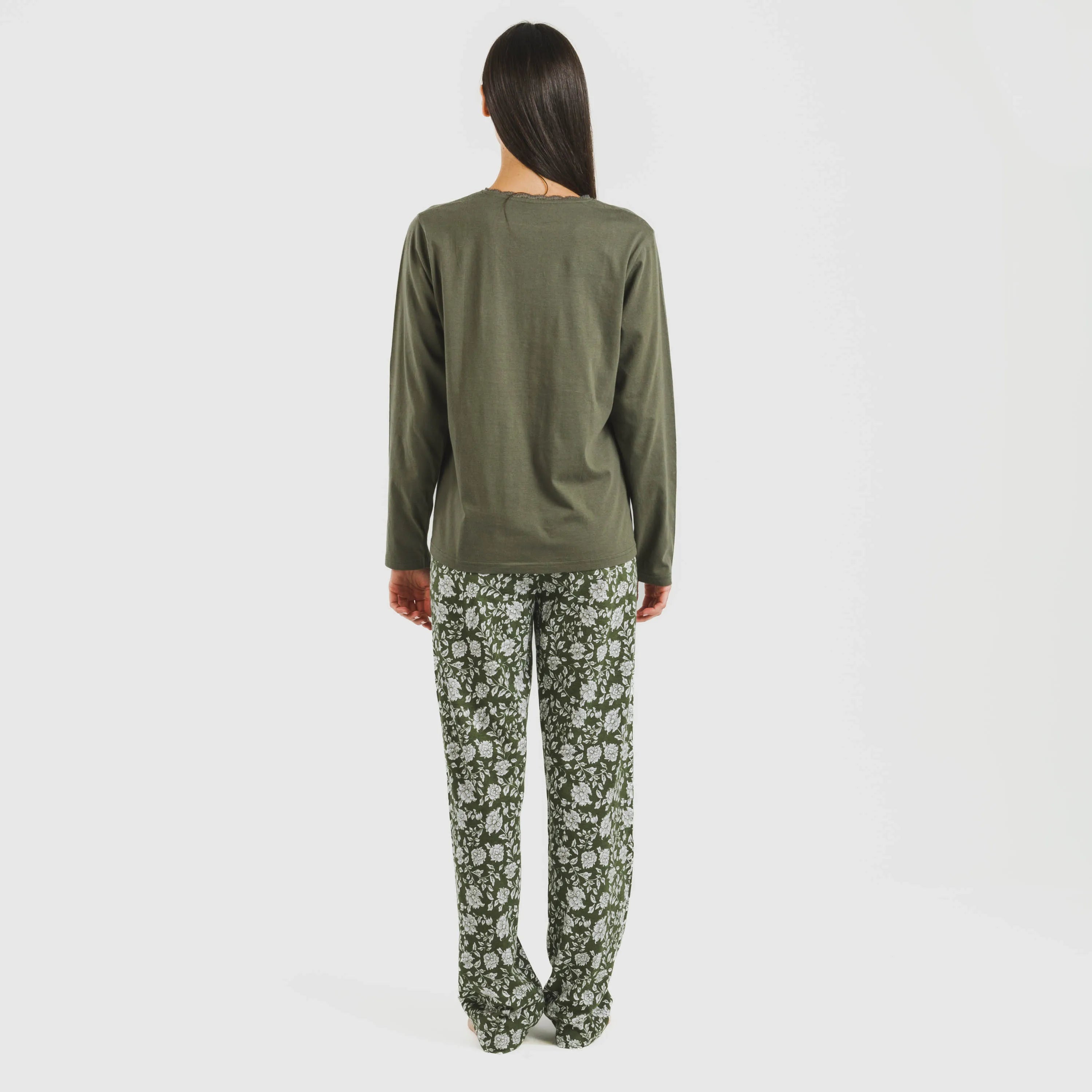 pijama comprido de algodão verde moçárabe