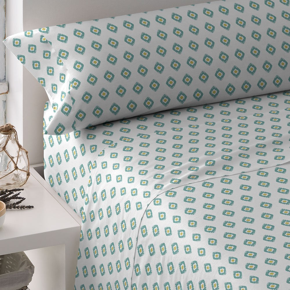 Jogo de lençóis de algodão Joy azul-turquesa