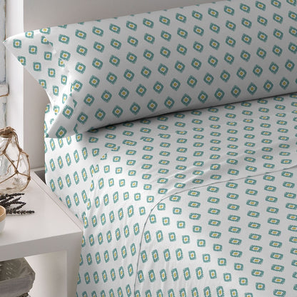 Jogo de lençóis de algodão Joy azul-turquesa