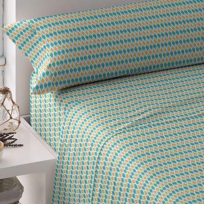 Conjunto de lençóis de algodão Denalia azul-turquesa