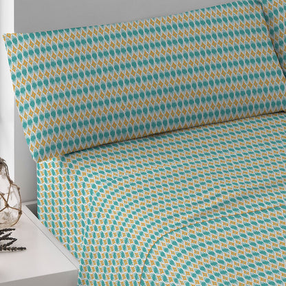 Conjunto de lençóis de algodão Denalia azul-turquesa