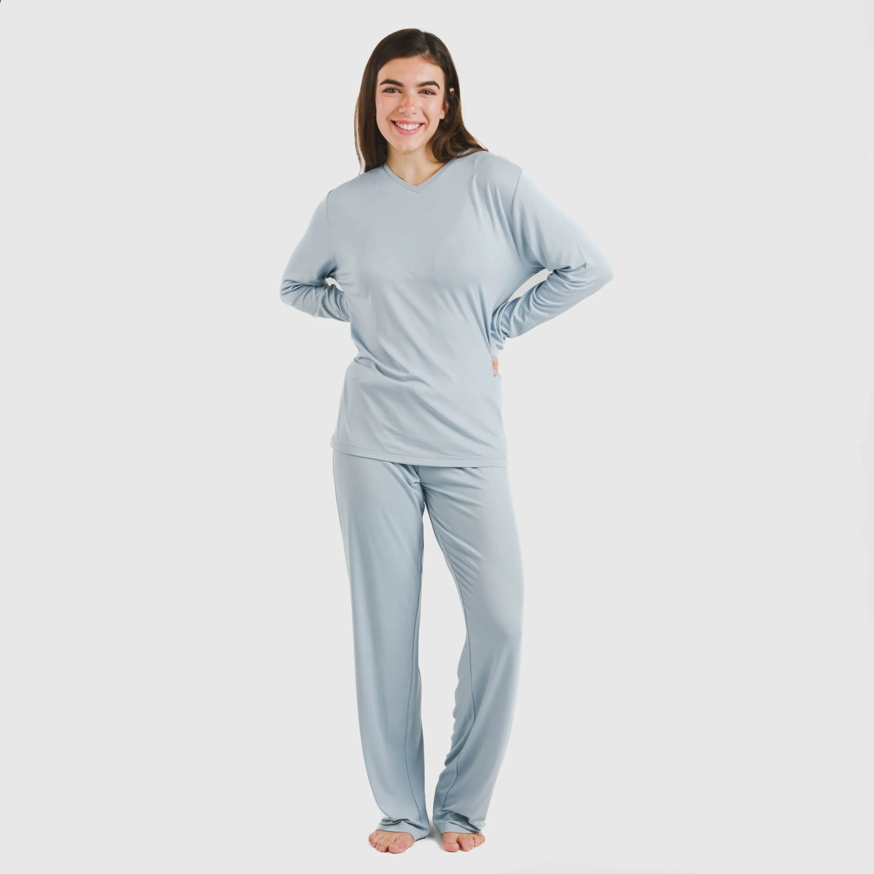 Pijama longo feminino liso e macio