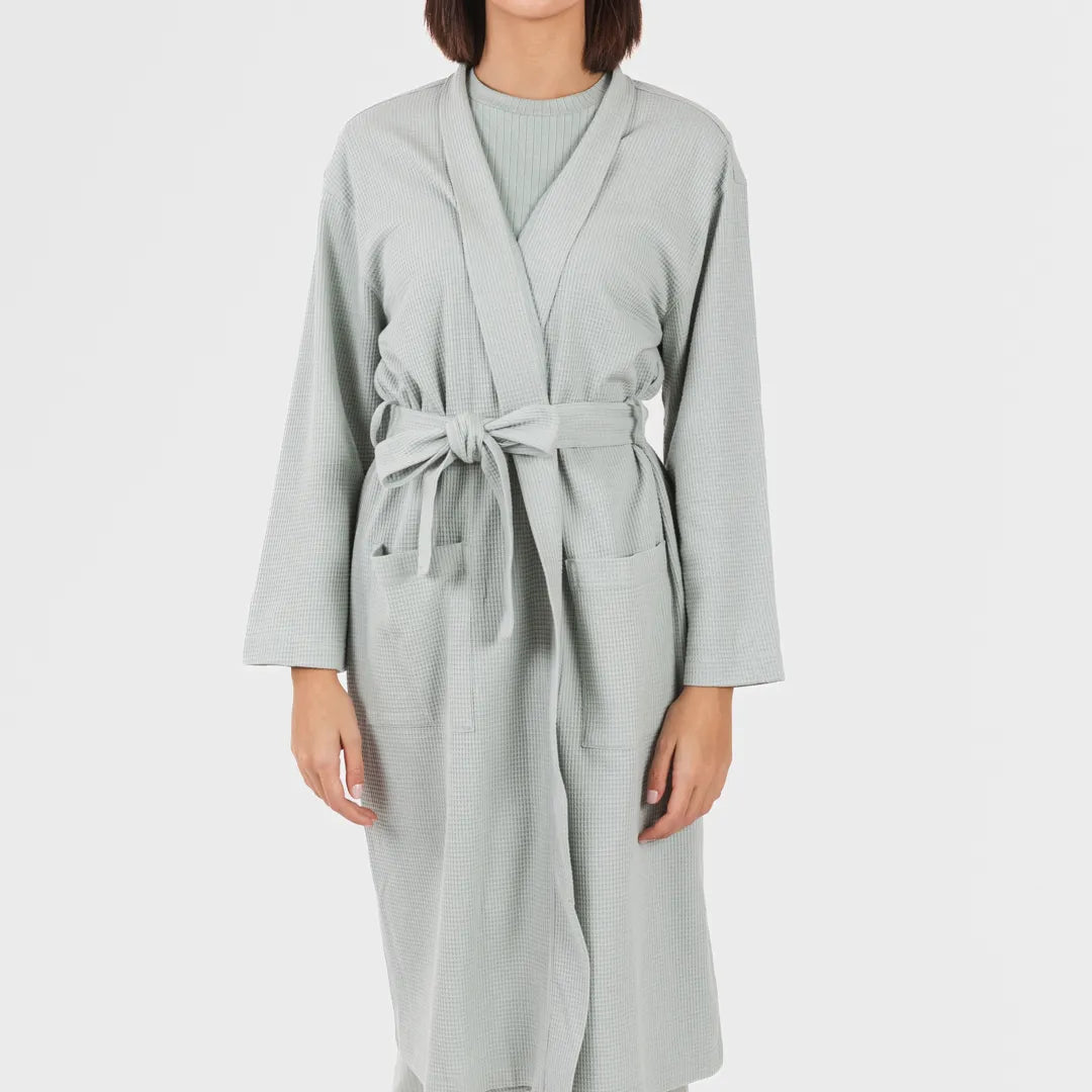 roupão liso com estampa de waffle