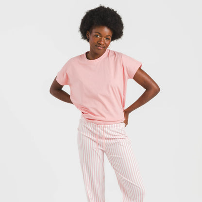 Pijama largo algodón mujer manga fluida Raya Kodac marsala