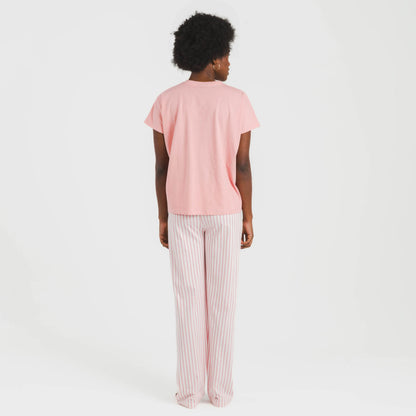 Pijama largo algodón mujer manga fluida Raya Kodac marsala