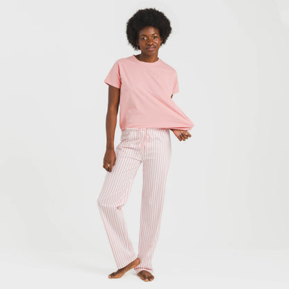 Pijama largo algodón mujer manga fluida Raya Kodac marsala