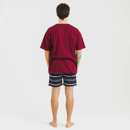 Pijama curto masculino Lucio em algodão cor bordô