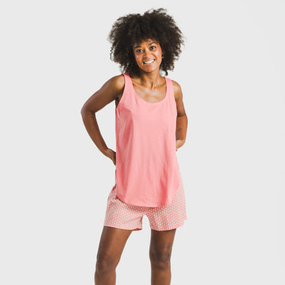 Pijama curto de algodão coral vibrante