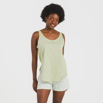 Pijama curto de algodão verde Gemini