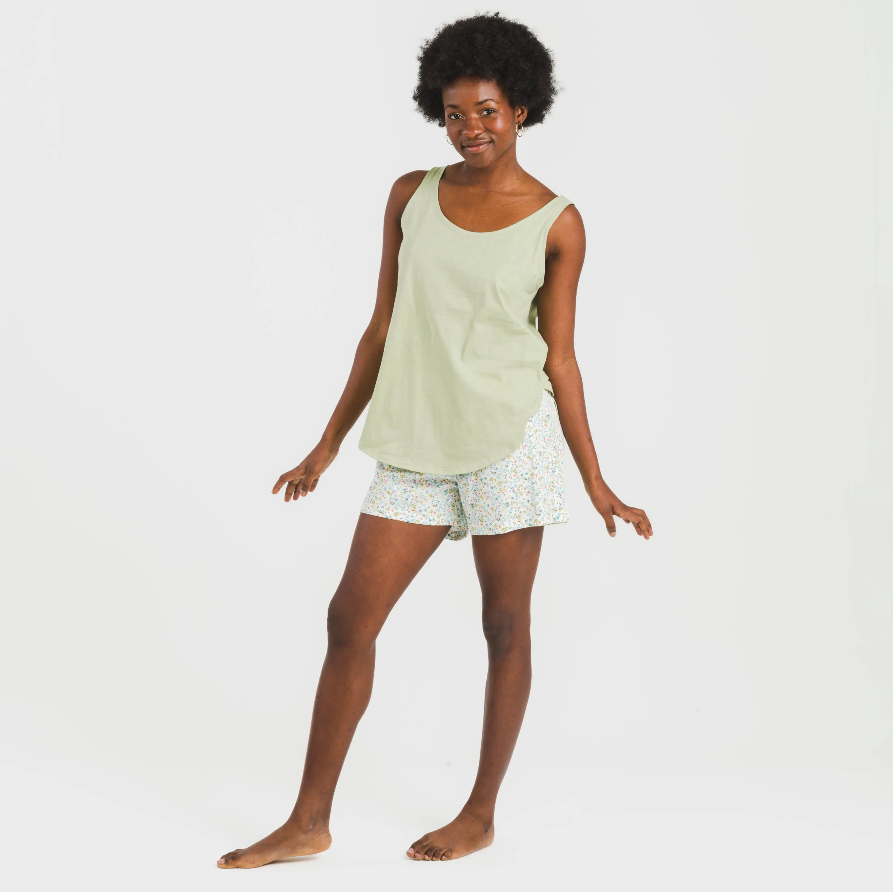 Pijama curto de algodão verde Gemini