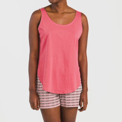 Pijama curto de algodão rosa Jannat