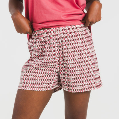 Pijama curto de algodão rosa Jannat