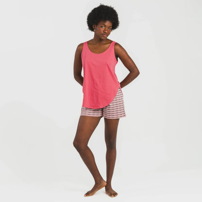 Pijama curto de algodão rosa Jannat