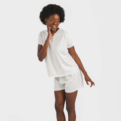 Pijama feminino de algodão de manga curta Klaus marsala