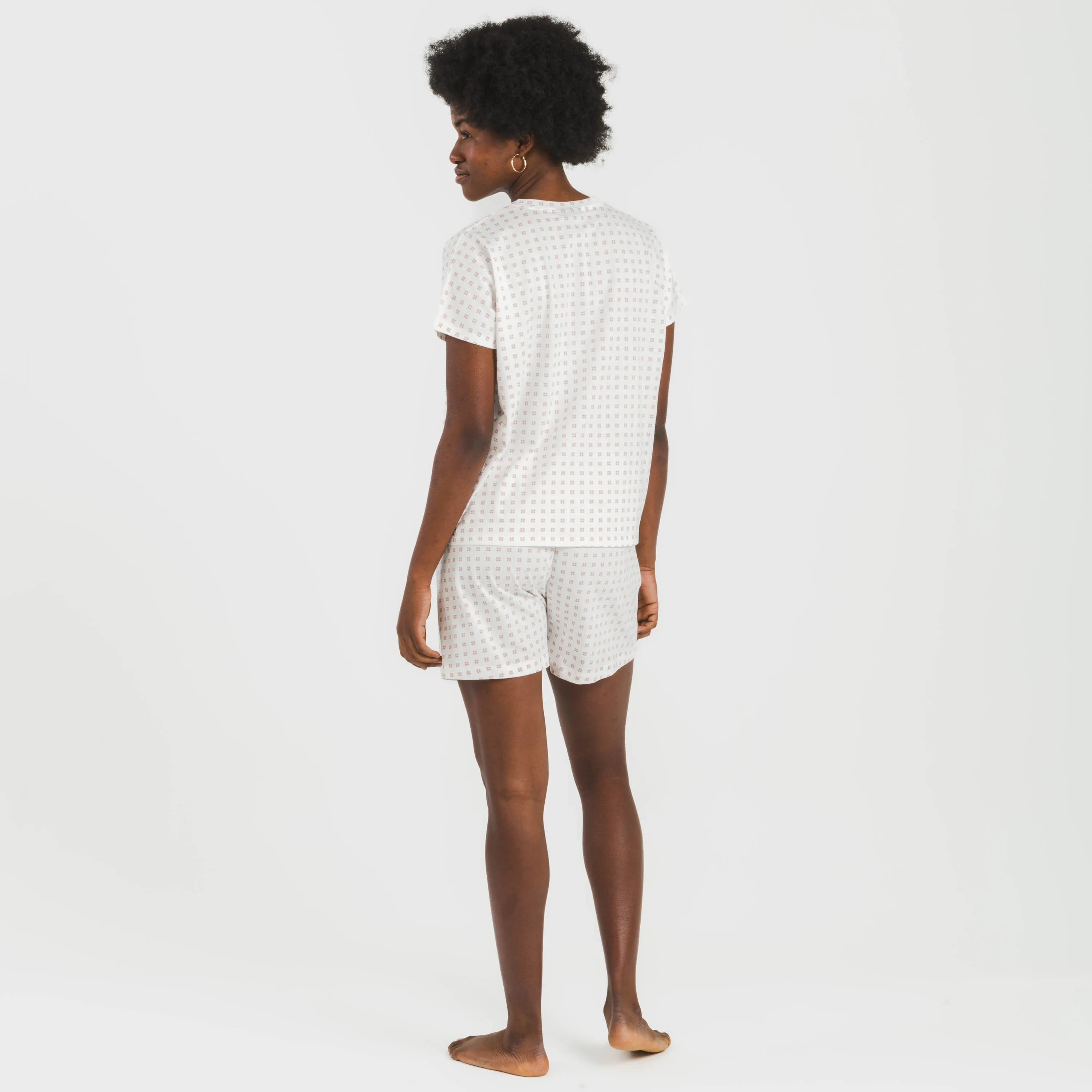 Pijama feminino de algodão de manga curta Klaus marsala