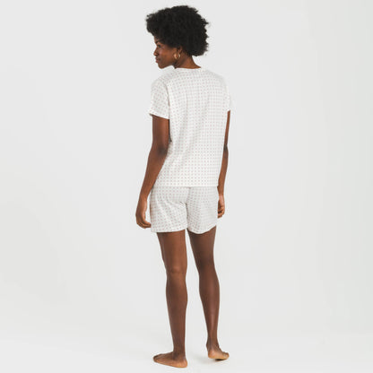 Pijama feminino de algodão de manga curta Klaus marsala