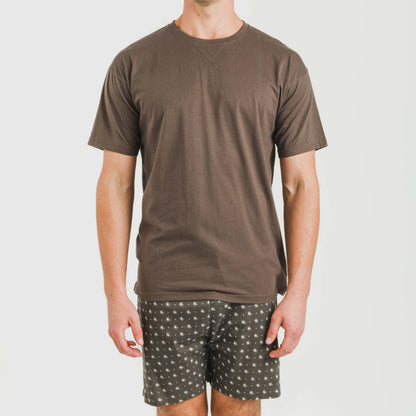 Pijama curto masculino de algodão e cashmere cor petróleo