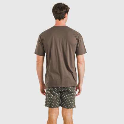 Pijama curto masculino de algodão e cashmere cor petróleo