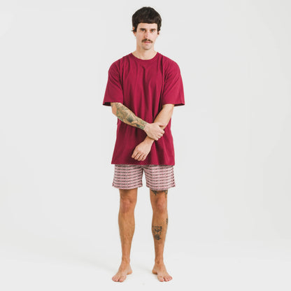 Pijama curto masculino Jannat em algodão na cor bordô.