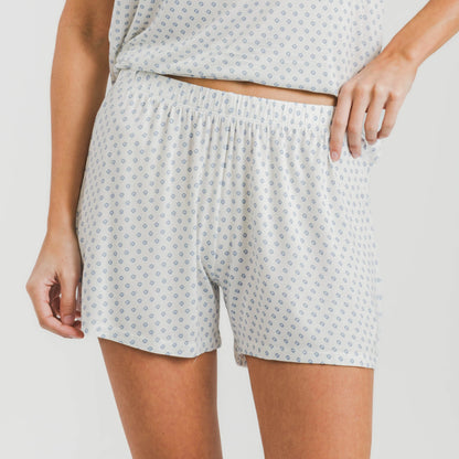 Pijama feminino Verse Indigo de viscose com mangas curtas e modelagem fluida.