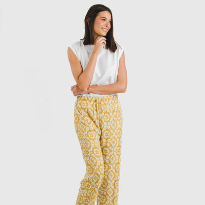 Calças viscosa Calsita mostarda