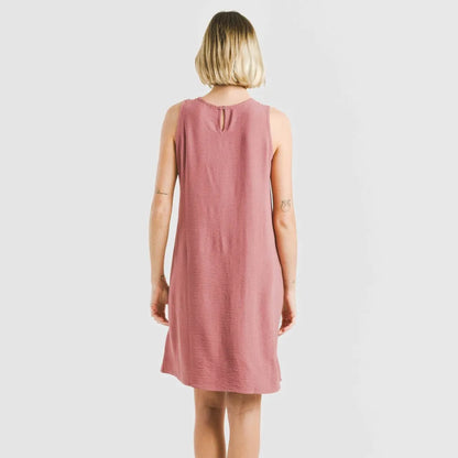 Vestido curto com alças, em musselina de algodão lisa.