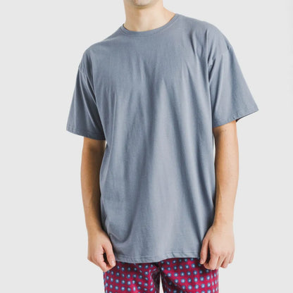 Pijama comprido de algodão de manga curta masculino Gladiolo Indigo