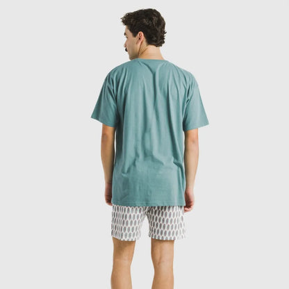 Pijama curto masculino Arpani, em algodão verde francês.