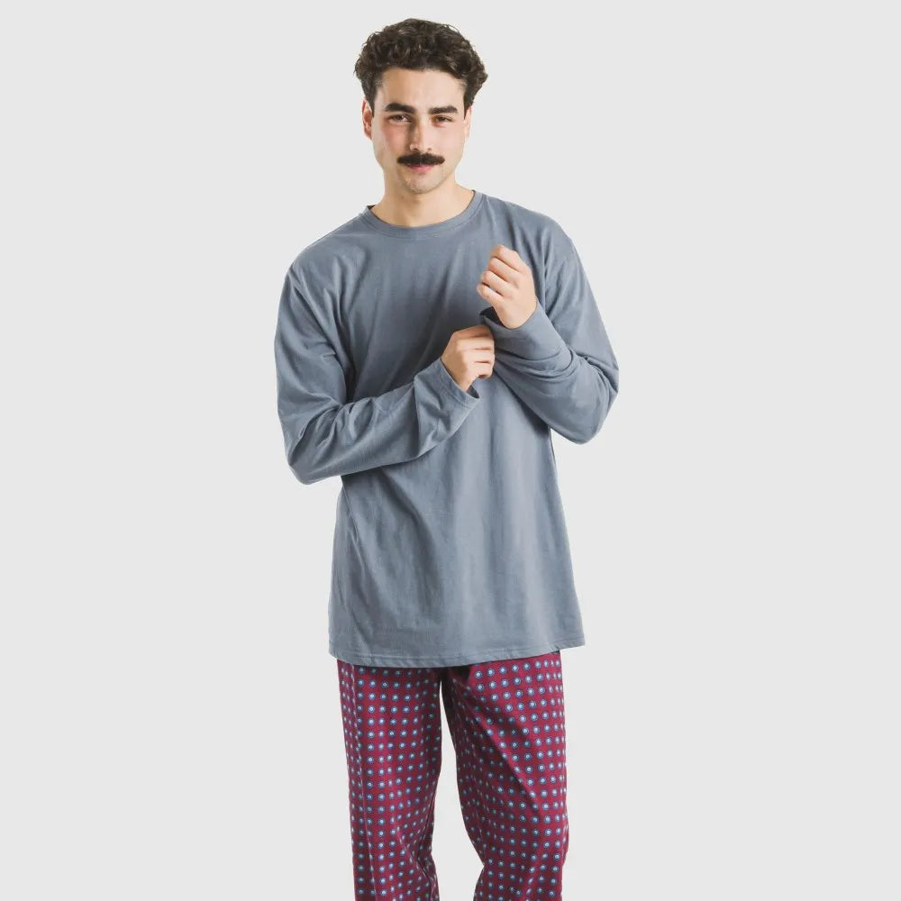 Pijama longo masculino de algodão Gladiolo Indigo