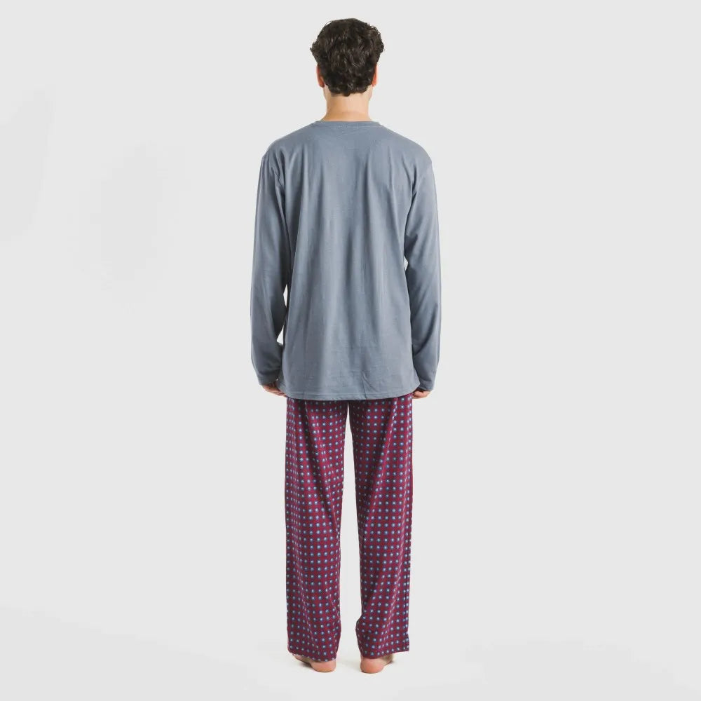 Pijama longo masculino de algodão Gladiolo Indigo