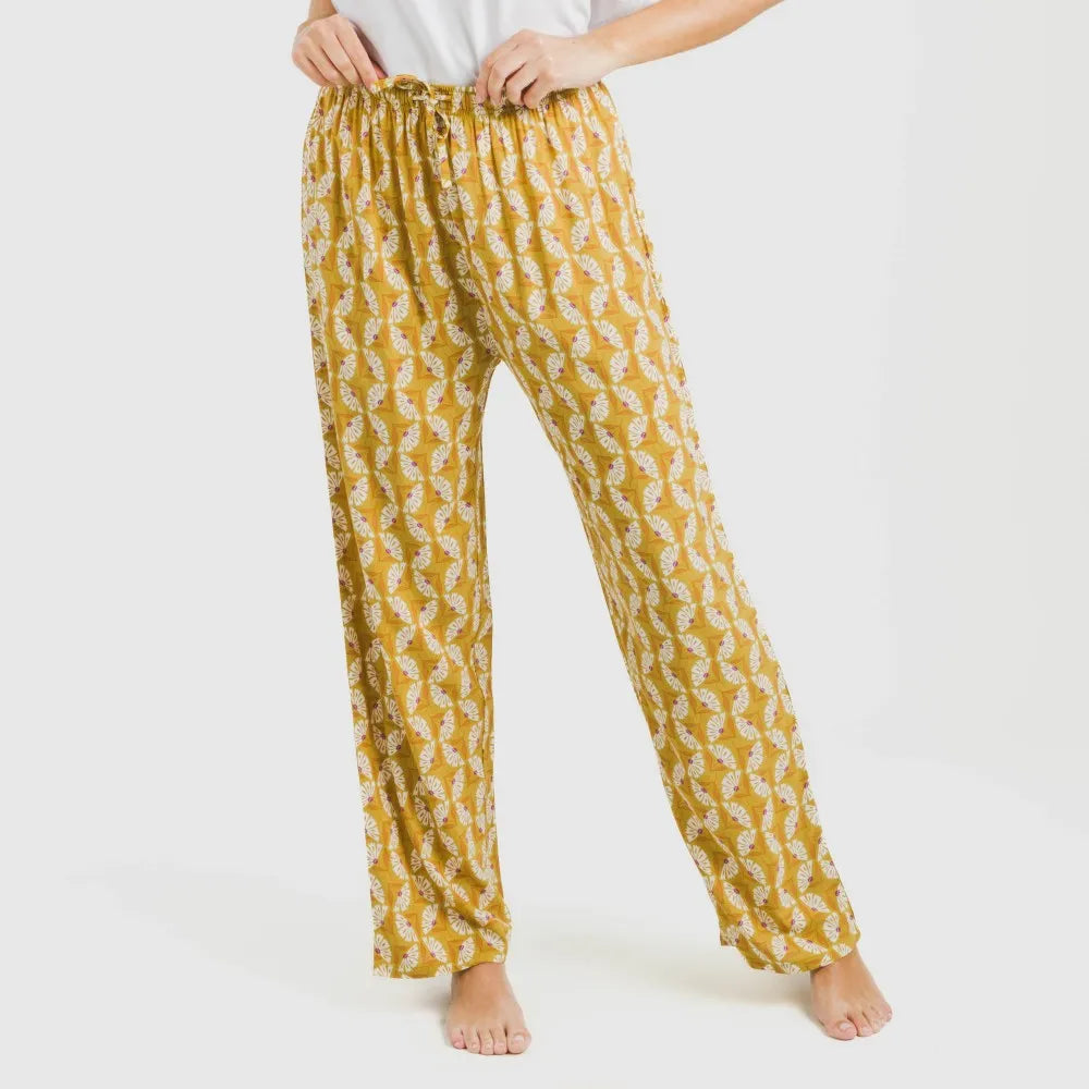 Calças viscosa Calsita mostarda